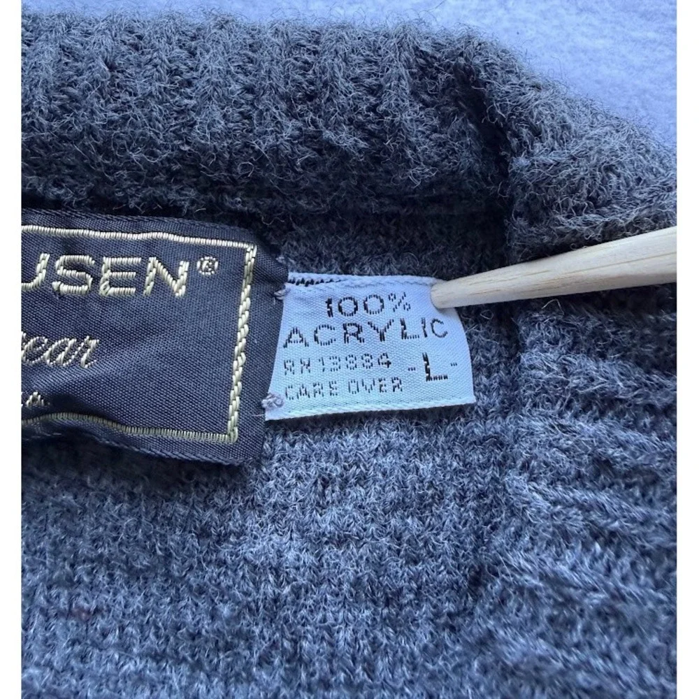 VTG Van Heusen Sportwear Vest Men Large Gray Windowpane Button Front Made In USA - Picture 9 of 11